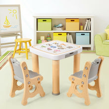 Load image into Gallery viewer, Adjustable Kids Activity Play Table and 2 Chairs Set withStorage Drawer-Natural
