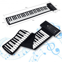 Load image into Gallery viewer, 61 Key Electronic Roll up Silicone Rechargeable Piano Keyboard-Black
