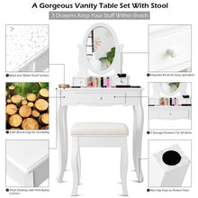 Load image into Gallery viewer, White Simple Vanity Makeup Table with Mirror + 3 Drawers
