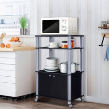 Load image into Gallery viewer, Microwave Rack Stand Rolling Storage Cart-Black
