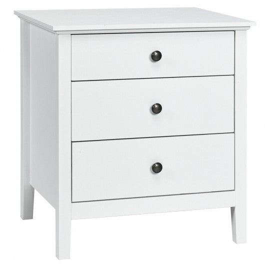 Nightstand Beside End Side Table Organizer with 3 Drawers-White
