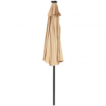 Load image into Gallery viewer, 9 Ft and 32 LED Lighted Solar Patio Market Umbrella Shelter with Tilt and Crank-Beige
