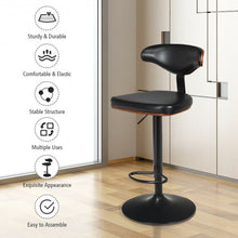 Load image into Gallery viewer, Walnut Bentwood Barstool Height Adjustable Upholstered Swivel Stool
