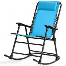 Load image into Gallery viewer, Outdoor Patio Headrest Folding Zero Gravity Rocking Chair-Turquoise
