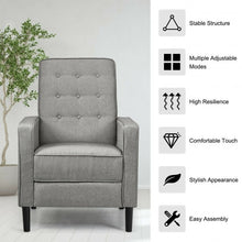 Load image into Gallery viewer, Mid-Century Push Back Recliner Chair -Gray
