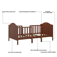 Load image into Gallery viewer, 2-in-1 Convertible Wooden Toddler Bed with Guardrails-Brown
