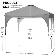 Load image into Gallery viewer, 8&#39; x 8&#39; Outdoor Pop Up Tent Canopy Camping Sun Shelter with Roller Bag-Gray
