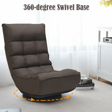 Load image into Gallery viewer, 4-Position Adjustable 360 Degree Swivel Folding Floor Sofa Chair-Brown
