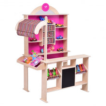 Load image into Gallery viewer, Pink Kids Wooden Toy Shop Market Shopping Pretend Play Set
