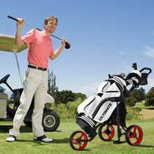 Load image into Gallery viewer, 3 Wheels Folding Golf Push Cart with Seat Scoreboard and Adjustable Handle-Red
