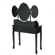Load image into Gallery viewer, 7 Drawer Tri-Folding Mirror Dressing Vanity Makeup Set-Black

