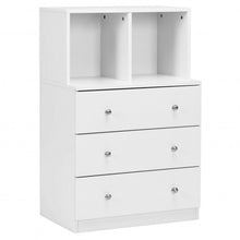 Load image into Gallery viewer, 3 Drawer Dresser with Cubbies Storage Chest for Bedroom Living Room-White
