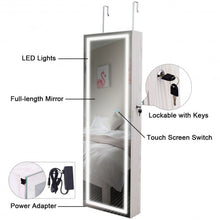 Load image into Gallery viewer, Door Wall Mount Touch Screen Mirrored Jewelry Cabinet-White
