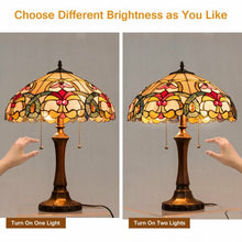 Load image into Gallery viewer, Tiffany-Style Victorian 2-Light Table Lamp with 16" Stained Shade
