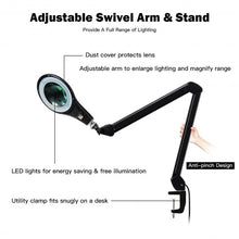 Load image into Gallery viewer, LED Magnifying Glass Desk Lamp with Swivel Arm-Black
