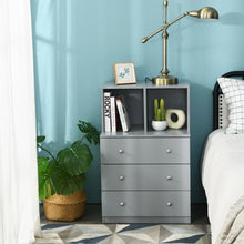 Load image into Gallery viewer, 3 Drawer Dresser with Cubbies Storage Chest for Bedroom Living Room-Gray
