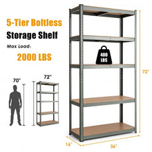 Load image into Gallery viewer, 35.5&quot; x 71&quot; Adjustable 5-Layer 2000 lbs Capacity Tool Shelf -Gray
