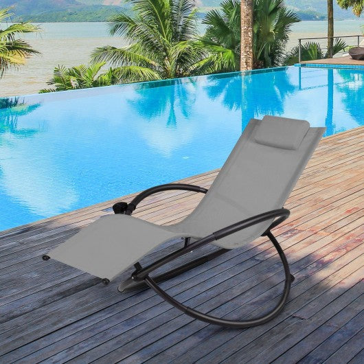 Folding Zero Gravity Lounge Chair with Removable Pillow-Gray