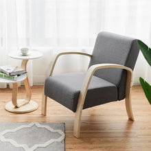 Load image into Gallery viewer, Mid Century Fabric Upholstered Wood Lounge Arm chair
