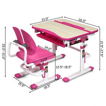 Load image into Gallery viewer, Height Adjustable Kids Study Desk and Chair Set-Pink
