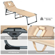 Load image into Gallery viewer, Folding Chaise Lounge Chair Bed Adjustable Outdoor Patio Beach-Beige
