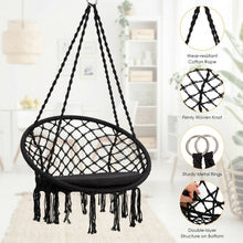 Load image into Gallery viewer, Macrame Cushioned Hanging Swing Hammock Chair-Black
