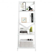 Load image into Gallery viewer, 4-tier Leaning Free Standing Ladder Shelf Bookcase-White
