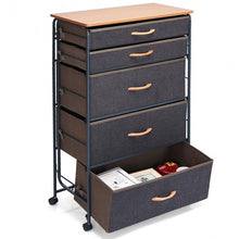 Load image into Gallery viewer, 5-Drawer Fabric Metal Frame Dresser Storage Organizer with Wheel
