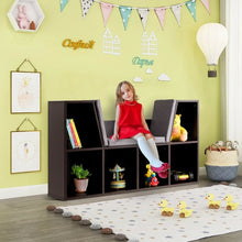Load image into Gallery viewer, 6-Cubby Kid Storage Bookcase Cushioned Reading Nook-Brown
