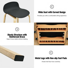 Load image into Gallery viewer, Set of 2 Modern Barstools Pub Chairs with Low Back and Metal Legs-Black
