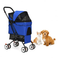 Load image into Gallery viewer, Pet Foldable Cage Stroller For Cat And Dog-Blue
