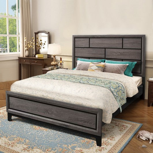 Home Furniture Tall Headboard Wood  Bed Frame-King Size