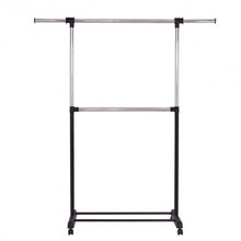 Load image into Gallery viewer, 2 Rod Garment Rack Adjustable Clothes Hanger
