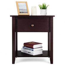 Load image into Gallery viewer, Nightstand with Drawer and Storage Shelf for Bedroom Living Room-Espresso
