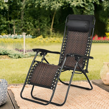 Load image into Gallery viewer, Folding Patio Rattan Zero Gravity Lounge Chair Recliner-Coffee
