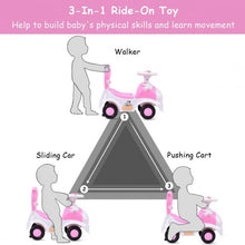 Load image into Gallery viewer, 3-in-1 Toddlers Sliding Pushing Cart Riding Car w/ Sound-Pink
