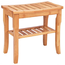 Load image into Gallery viewer, Bathroom Bamboo Shower Chair Bench with Storage Shelf
