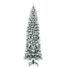 Load image into Gallery viewer, 7.5 Feet Unlit Hinged Snow Flocked Artificial Pencil Christmas Tree with 641 Tips

