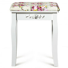 Load image into Gallery viewer, Vanity Wood Dressing Stool Padded Piano Seat with Rose Cushion
