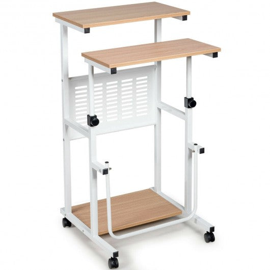 Height Adjustable Mobile Computer Stand Up Desk
