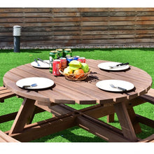 Load image into Gallery viewer, Patio 8 Seat Wood Picnic Dining Seat Bench Set
