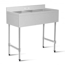 Load image into Gallery viewer, 3-Compartment Stainless Steel Kitchen Commercial Sink
