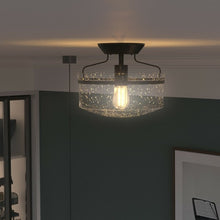 Load image into Gallery viewer, Semi Flush Mount Ceiling Light Fixture Industrial Seeded Glass Pendant Lamp
