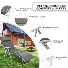 Load image into Gallery viewer, Outdoor Lightweight Folding Chaise Lounge Chair-Gray
