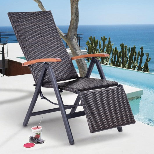 Garden Folding Rattan Aluminum Recliner Chair