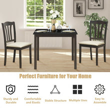 Load image into Gallery viewer, 3 Pieces Dining Set Square Table with 2 Padded Wooden Chairs
