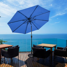 Load image into Gallery viewer, 10&#39; Solar LED Lighted Patio Market Umbrella Shade Tilt Adjustment Crank-Blue
