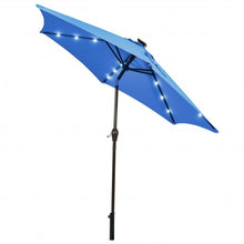 Load image into Gallery viewer, 9&#39; Solar LED Lighted Patio Market Umbrella Tilt Adjustment Crank Lift -Blue
