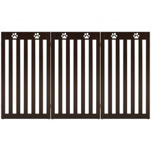 Load image into Gallery viewer, 36&quot; Folding Wooden Freestanding Pet Gate Dog Gate with 360° Flexible Hinge-Espresso
