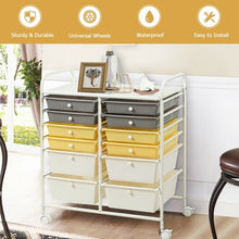 Load image into Gallery viewer, 12 Drawers Rolling Cart Storage Scrapbook Paper Organizer Bins-Yellow

